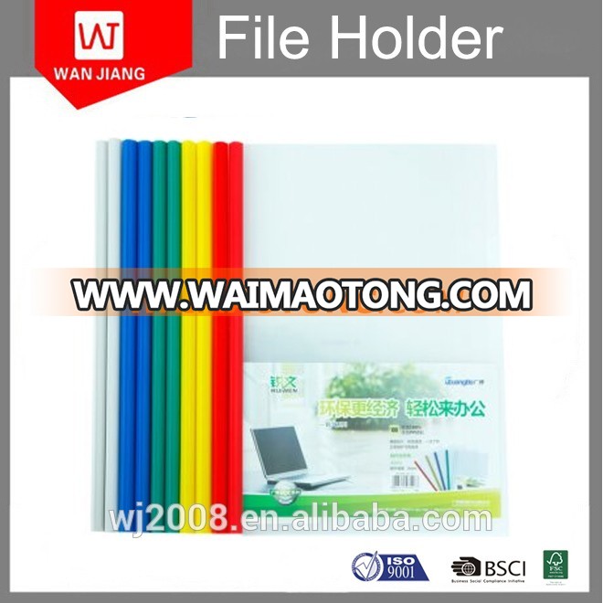 wholesale price export stationery PP a4 clear plastic pulling bar file folder with BSCI certificate